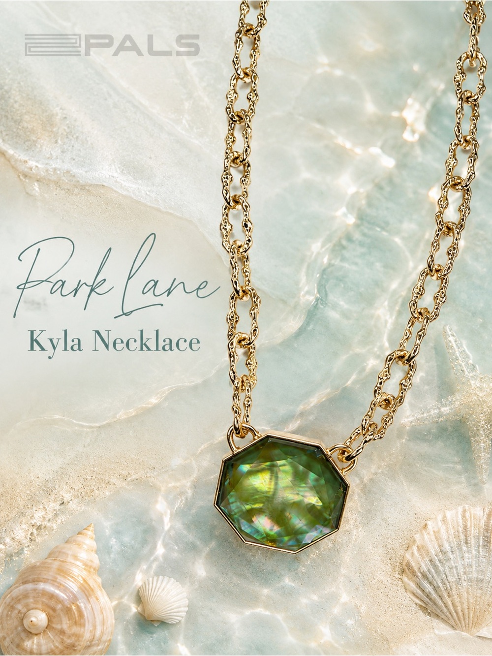 Park Lane Women’s Kyla Necklace Gold Tone Abalone Shell Statement Pendant NWT